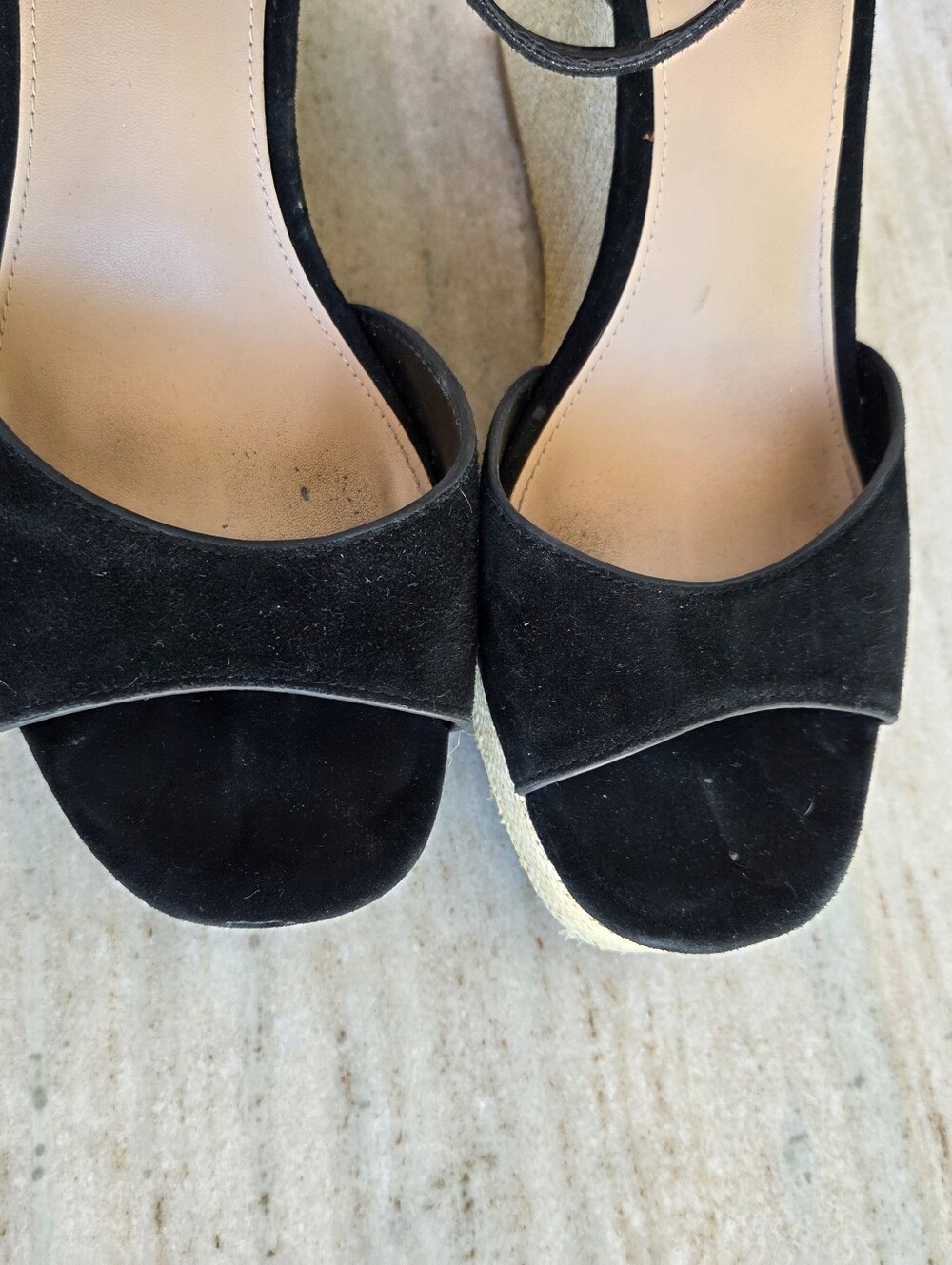 Steve Madden Binx Black Suede Wedge Ankle Strap Sandals Size 11 - Picture 3 of 9